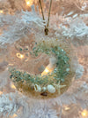 Assorted 4" Acrylic Coastal Wave Christmas Ornaments w/ Glass, Shells, Sand, & Resin