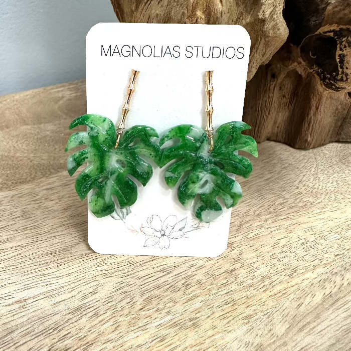 clay monstera leaf Assorted Monstera Leaf Inspired Polymer Clay Earrings – Sunshine & Sweet Pea's Coastal Décor