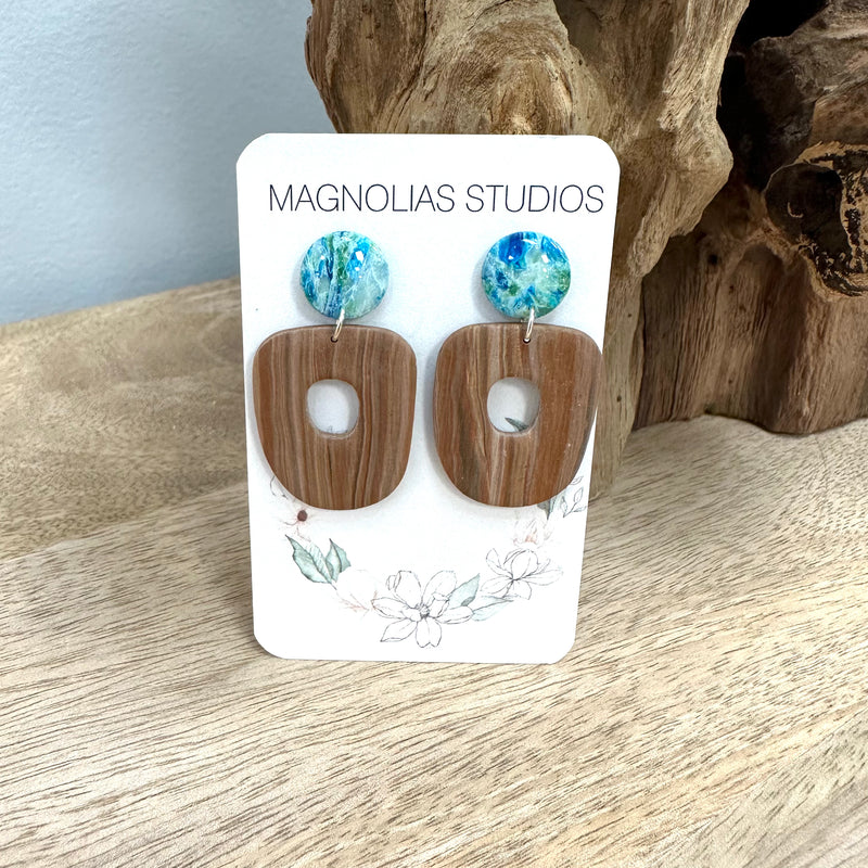 Assorted Wooden Beach Inspired Dangle Polymer Clay Earrings