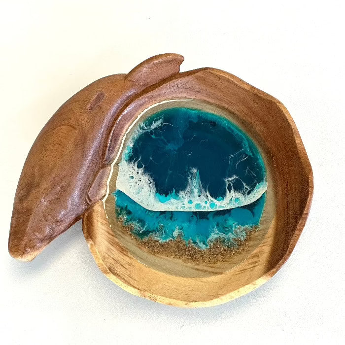 Wooden Whale Bowls w/Beach Inspired Resin Sunshine & sweet Pea's Costal Decor