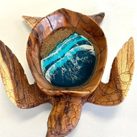 Wooden Sea Turtle Bowl w/Beach Inspired Resin Sunshine & Sweet Pea's Costal Decor