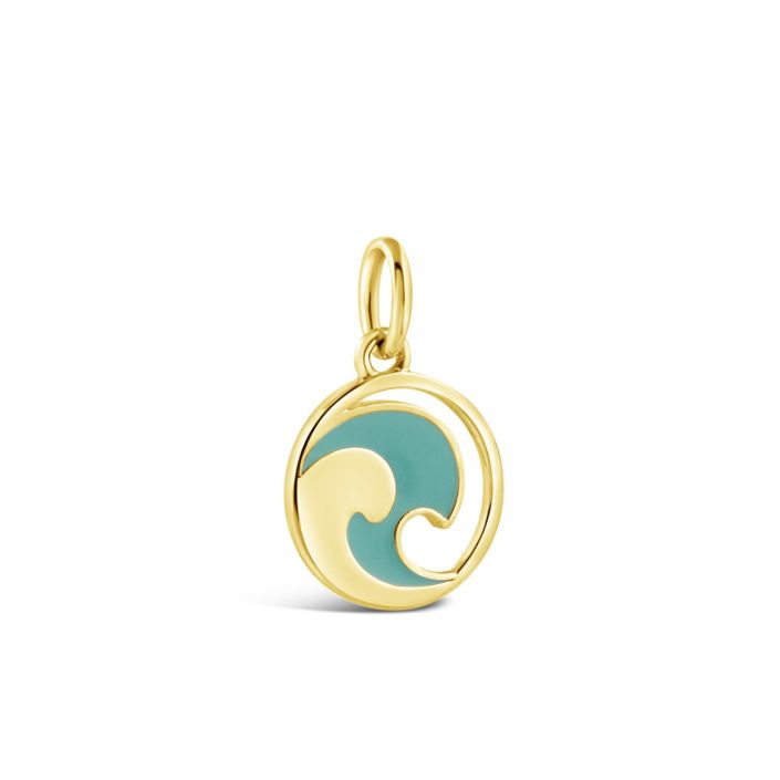 Collectible Travel Treasures™ 14k Gold Vermeil Wave Charm with Blue Enamel Accent - Sunshine & Sweet Pea's Coastal Decor
