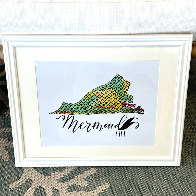 "Virginia Beach" Virginia Mermaid Scales Framed Print