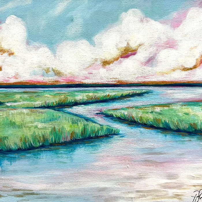 Marsh Sunset Original Painting Sunshine & Sweet Pea's Costal Decor