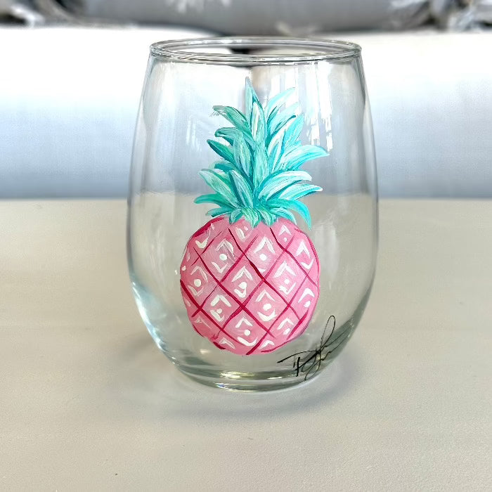 Assorted Ocean Inspired Hand Painted Stemless Wine Glasses - Sunshine & Sweet Pea's Coastal Decor