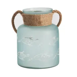 Fisher Hurricane w/Rope Handle Sunshine & Sweet Peas Coastal Decor