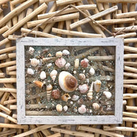 Coastal Glass Art w/ Shells, Glass, Resin, Sand- 11"x 14" Sunshine & Sweet Pea's Costal Decor