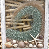 Coastal Glass Art w/ Shells, Glass, Resin, Sand- 11"x 14" Sunshine & Sweet Pea's Costal Decor