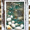 Coastal Glass Art w/ Shells, Glass, Resin, Sand- 4"x 6"  Sunshine & Sweet Pea's Costal Decor