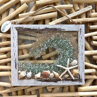 Coastal Glass Art w/ Shells, Glass, Resin, Sand- 8"x10" Sunshine & Sweet Pea's Costal Decor