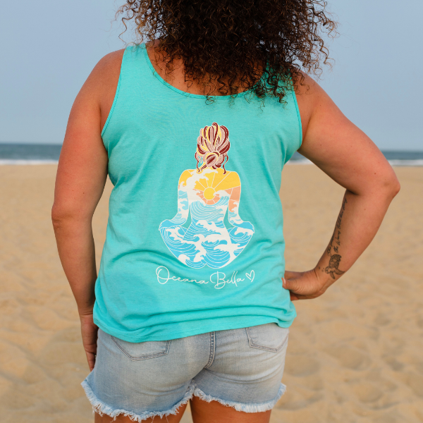 Oceana Bella Women's Tri-Relaxed Fit Tank Top - Sunshine & Sweet Pea's Coastal Decor