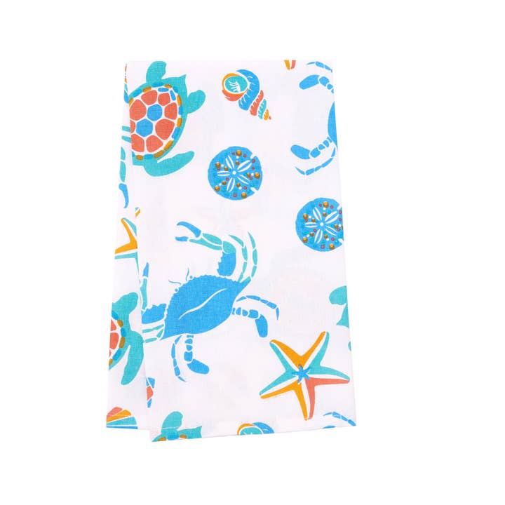 Printed Cotton Kitchen Towels Sunshine & Sweet Peas Coastal Decor