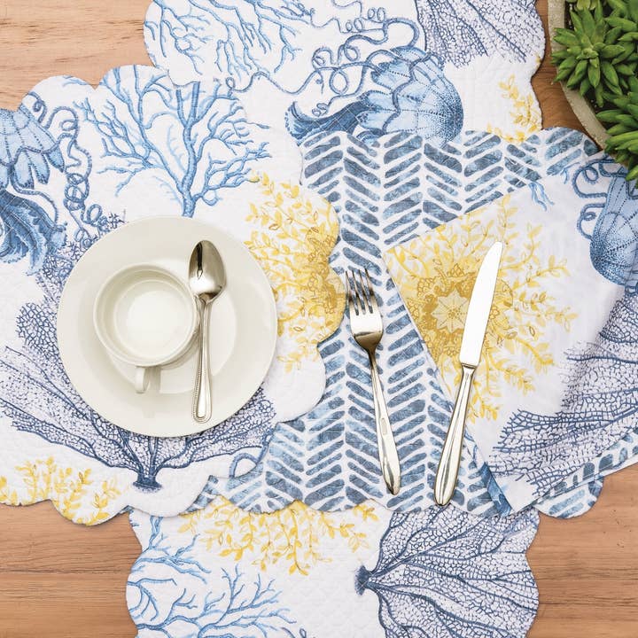 Monterey Mist Table Linens Sunshine & Sweet Peas Coastal Decor