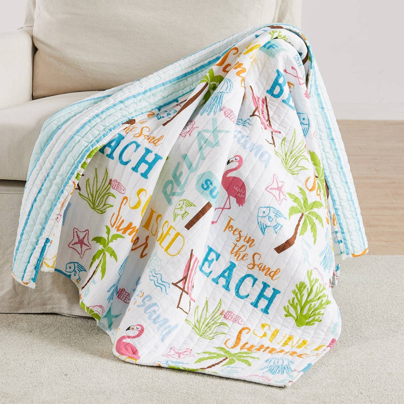 Assorted Quilted Reversible Coastal Throw Blankets