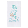 Beach Flour Sack Embroidered Kitchen Towels Sunshine & Sweet Peas Coastal Decor