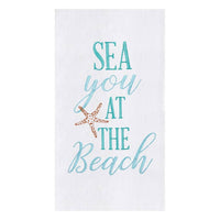 Beach Flour Sack Embroidered Kitchen Towels Sunshine & Sweet Peas Coastal Decor