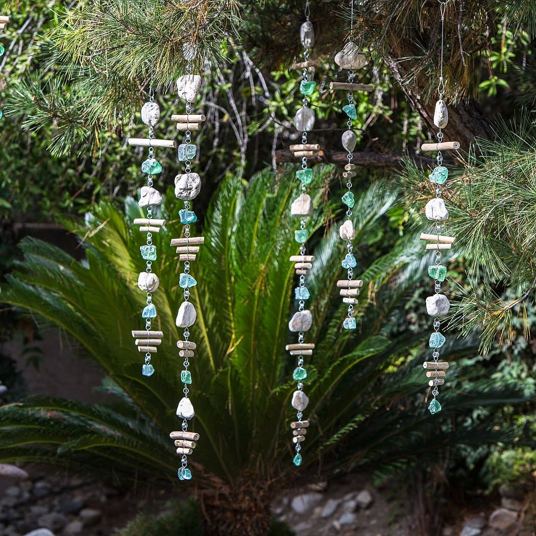 Rocky Stone and Glass Garland w/ Driftwood- Assorted Lengths