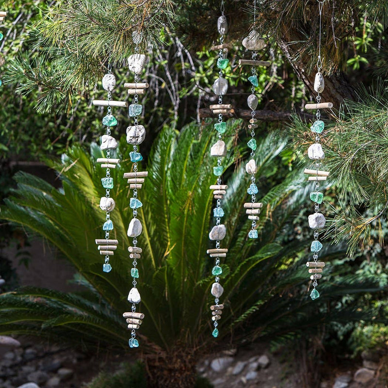 Rocky Stone and Glass Garland w/ Driftwood- Assorted Lengths