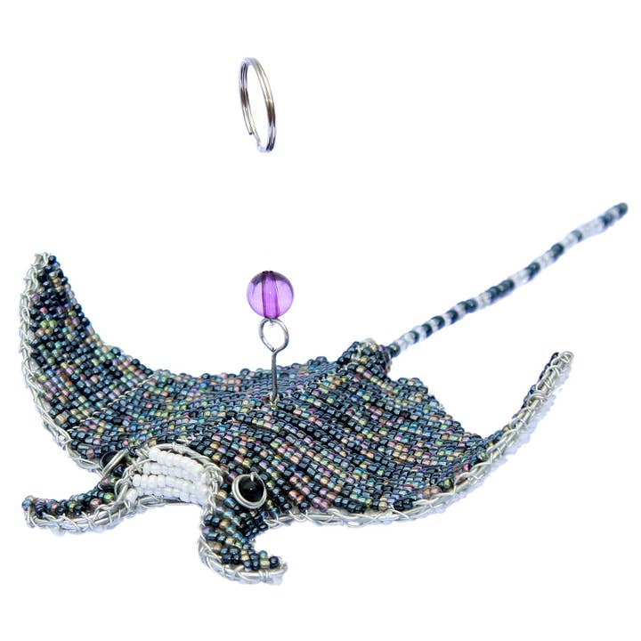 Beaded Manta Ray Christmas Ornament Sunshine & Sweet Peas Coastal Decor