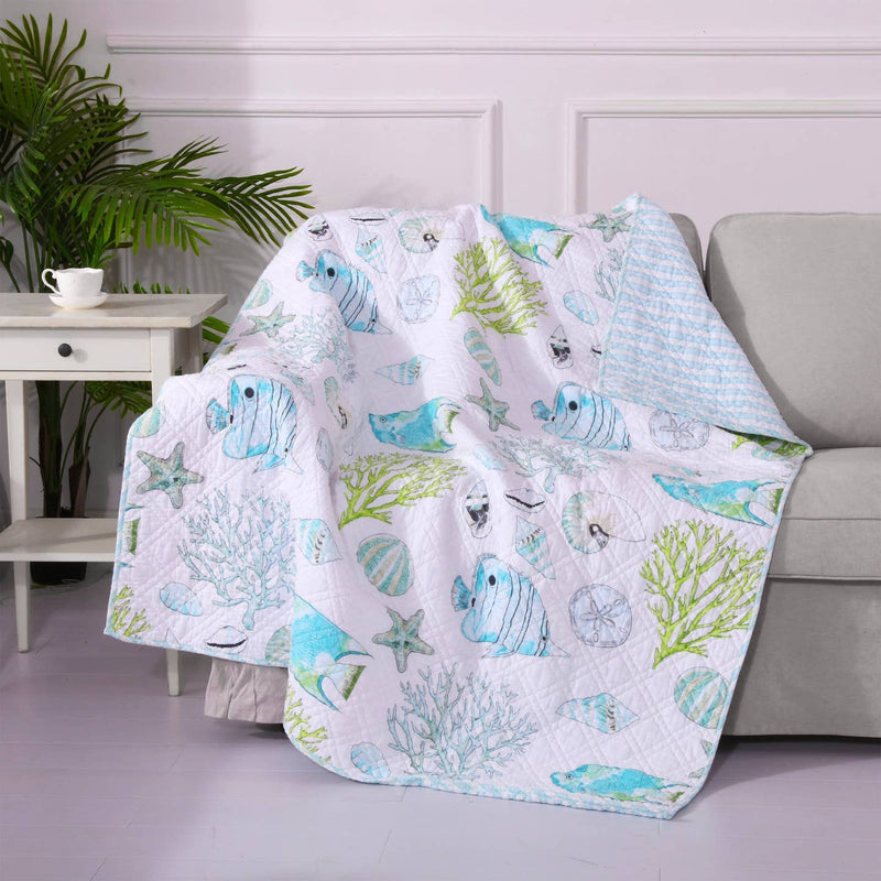 Assorted Quilted Reversible Coastal Throw Blankets