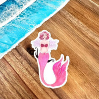 Pink Cupid Mermaid Weatherproof Sticker - Sunshine & Sweet Pea's Coastal Decor