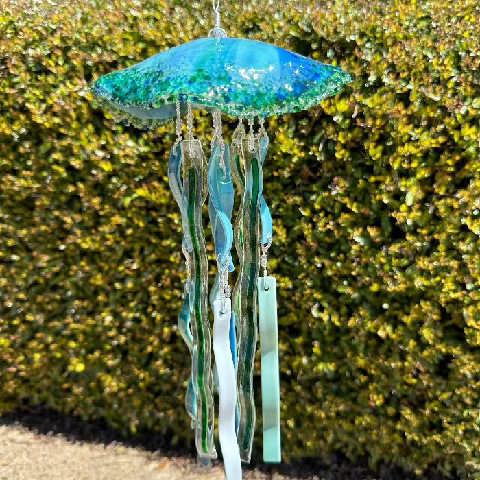 Assorted 11"-12" Glass Jellyfish Teal - Sunshine & Sweet Pea's Coastal Decor