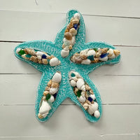 Teal Wooden Starfish w/Seashells - Sunshine & Sweet Pea's Coastal Decor