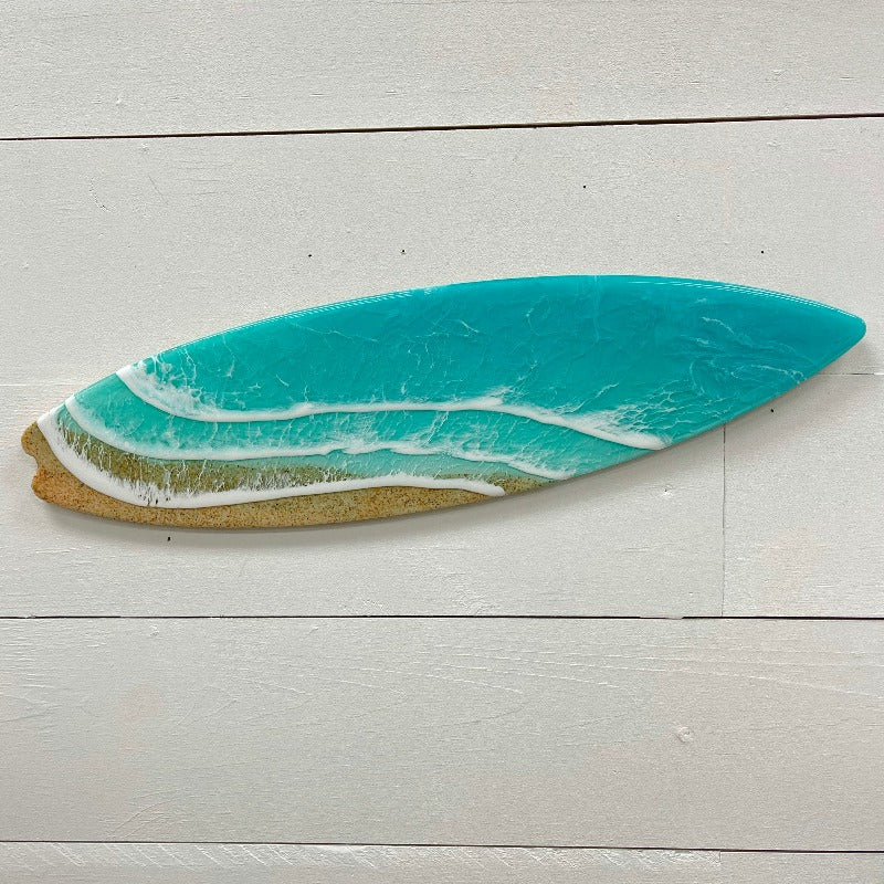 Beach Inspired Emerald Resin 19" Surfboard - Sunshine & Sweet Pea's Coastal Decor
