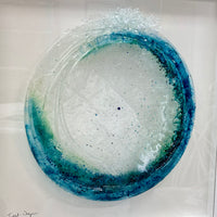 Large Framed Fused Glass Tidal Wave