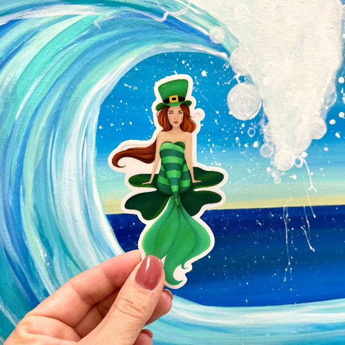 Shamrock Mermaid Weatherproof Sticker - Sunshine & Sweet Pea's Coastal Decor