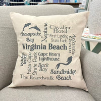 Virginia Beach Pillow Tan - Sunshine & Sweet Pea's Coastal Decor
