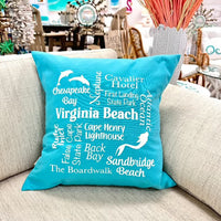 Virginia Beach Pillow Teal - Sunshine & Sweet Pea's Coastal Decor