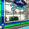 Crab Painted Window w/Sea Glass