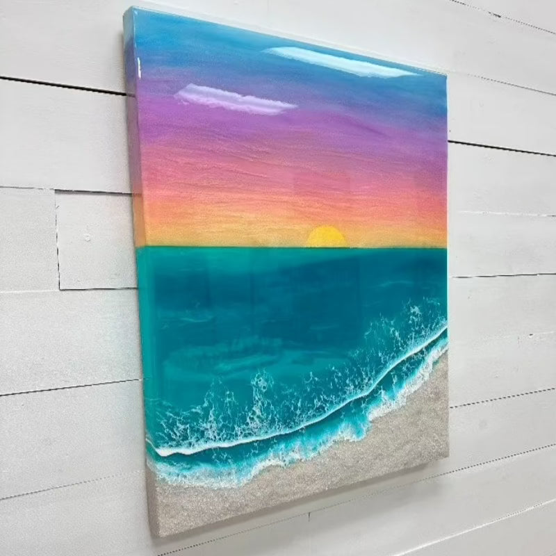 Sunset Inspired Resin 24"x30" Wall Art - Sunshine & Sweet Pea's Coastal Decor