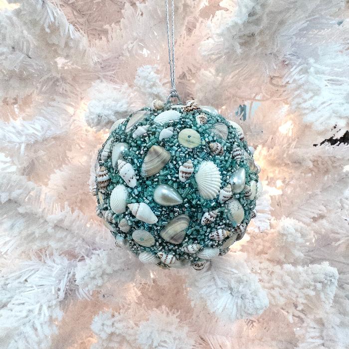 Glass Bead & Seashell Ornament Sunshine & Sweet Peas Coastal Decor