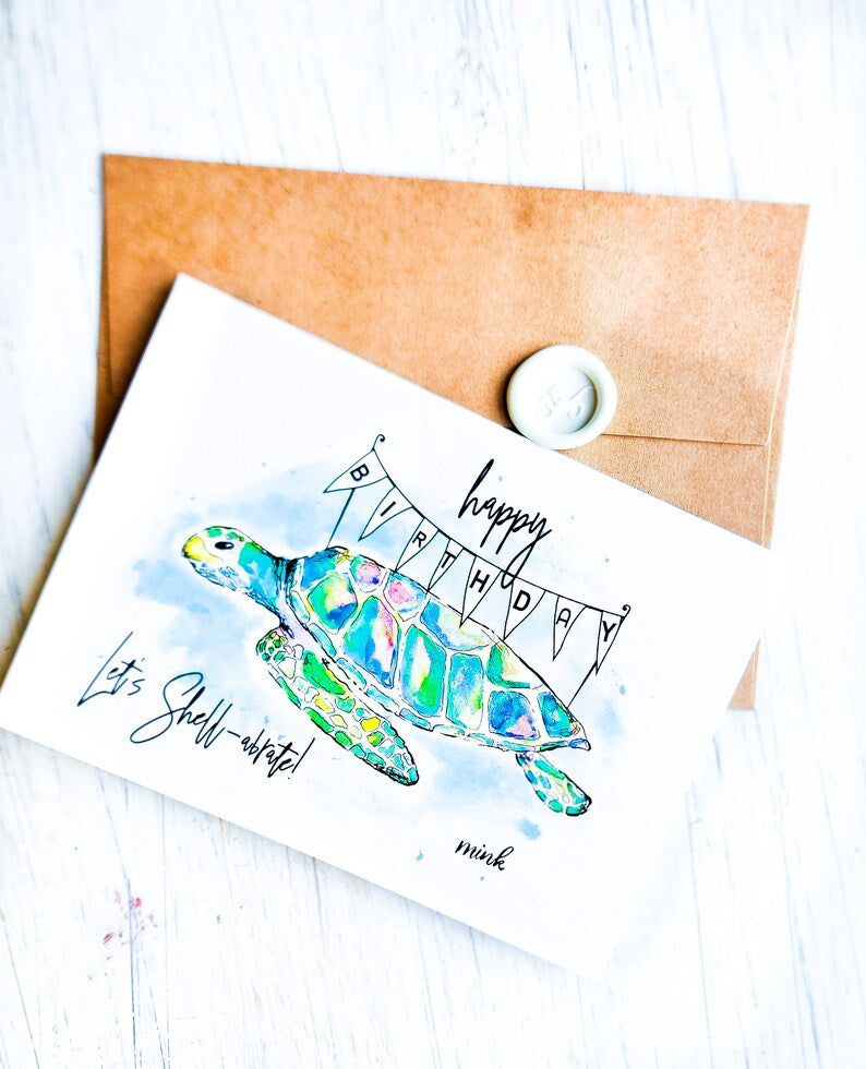 Sea Turtle "Let's Shell-abrate" Greeting Card