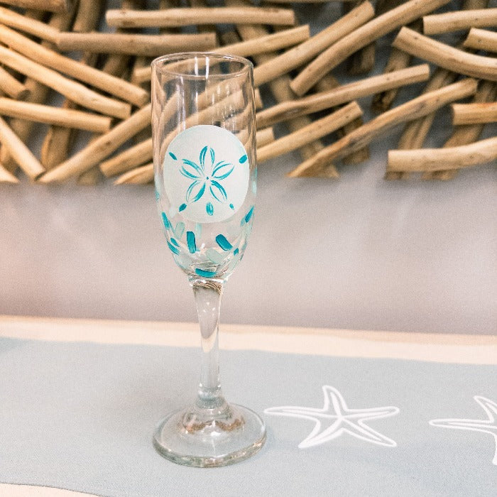 Sand Dollar Stemmed Champagne Glass - Sunshine & Sweet Pea's Coastal Decor