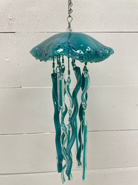 Assorted 11"-12" Glass Jellyfish  Dark Teal - Sunshine & Sweet Pea's Coastal Decor