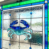 Crab Painted Window w/Sea Glass
