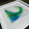 Large Framed Fused Glass Breaking Wave Wall Art