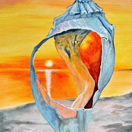 Seashell Sunset Painting