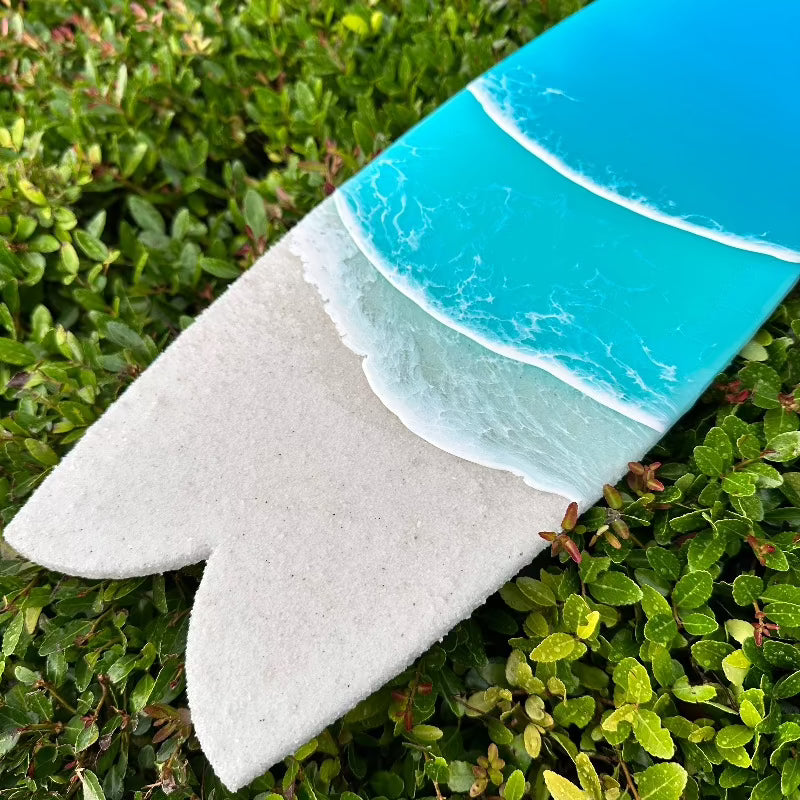 Assorted 22" Beach Teal Resin & White Sand Surfboard - Sunshine & Sweet Pea's Coastal Decor
