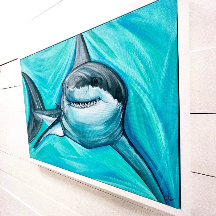 Framed Great White Shark Painting - Sunshine & Sweet Pea's Coastal Decor