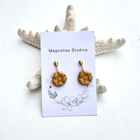 Gold Sand Dollar Polymer Clay Earrings