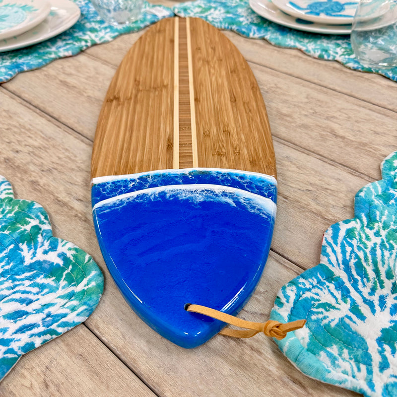 Surfboard Bamboo Charcuterie Board w/Resin