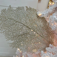 Gold Glitter Lace Fan Coral Sprig Decoration