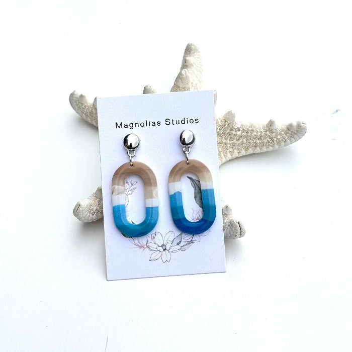 Beach Inspired Dangle Polymer Clay Earrings