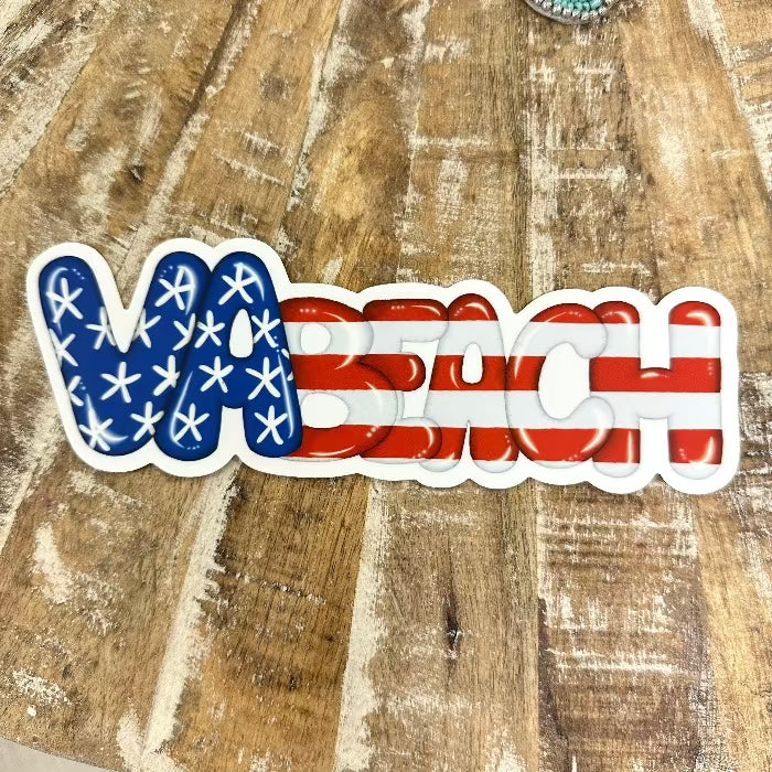 American Flag Sticker - VA Beach - Sunshine & Sweet Pea's Coastal Decor