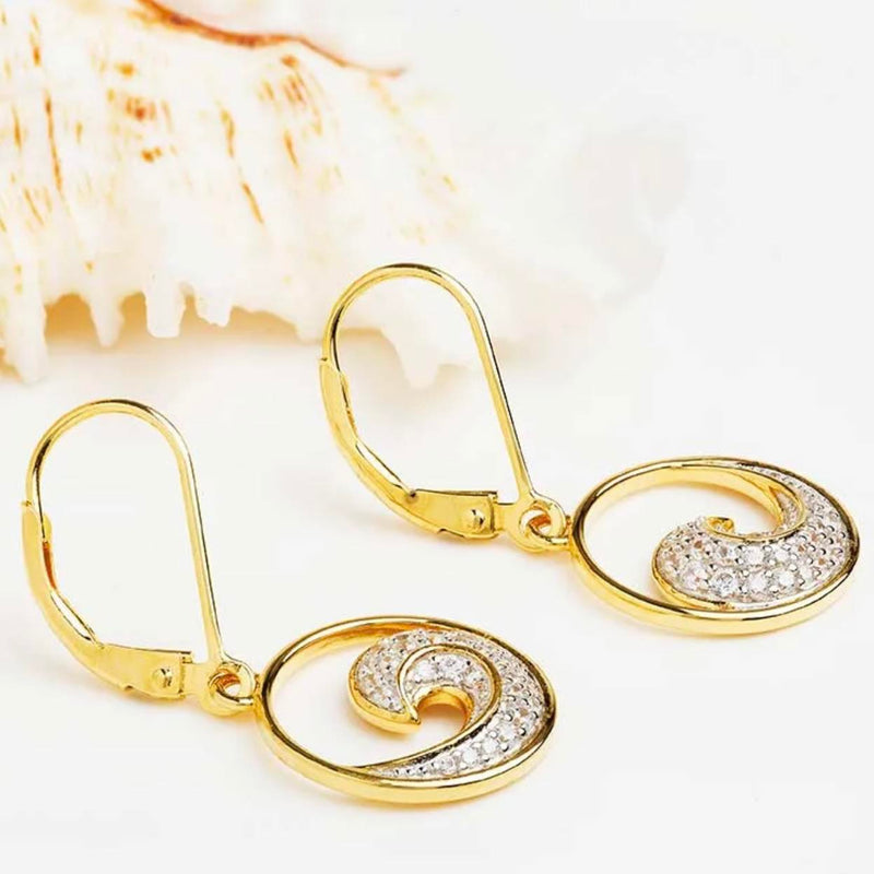 Crystal Wave 14k Gold Vermeil Drop Earrings