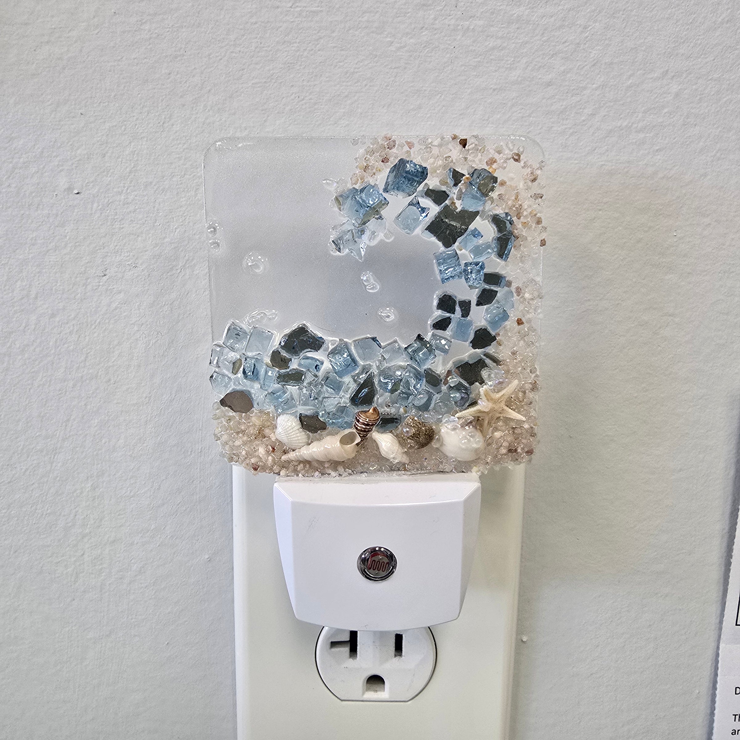 Acrylic Night Lights w/ Coastal Designs in Glass, Sand, Shells Resin